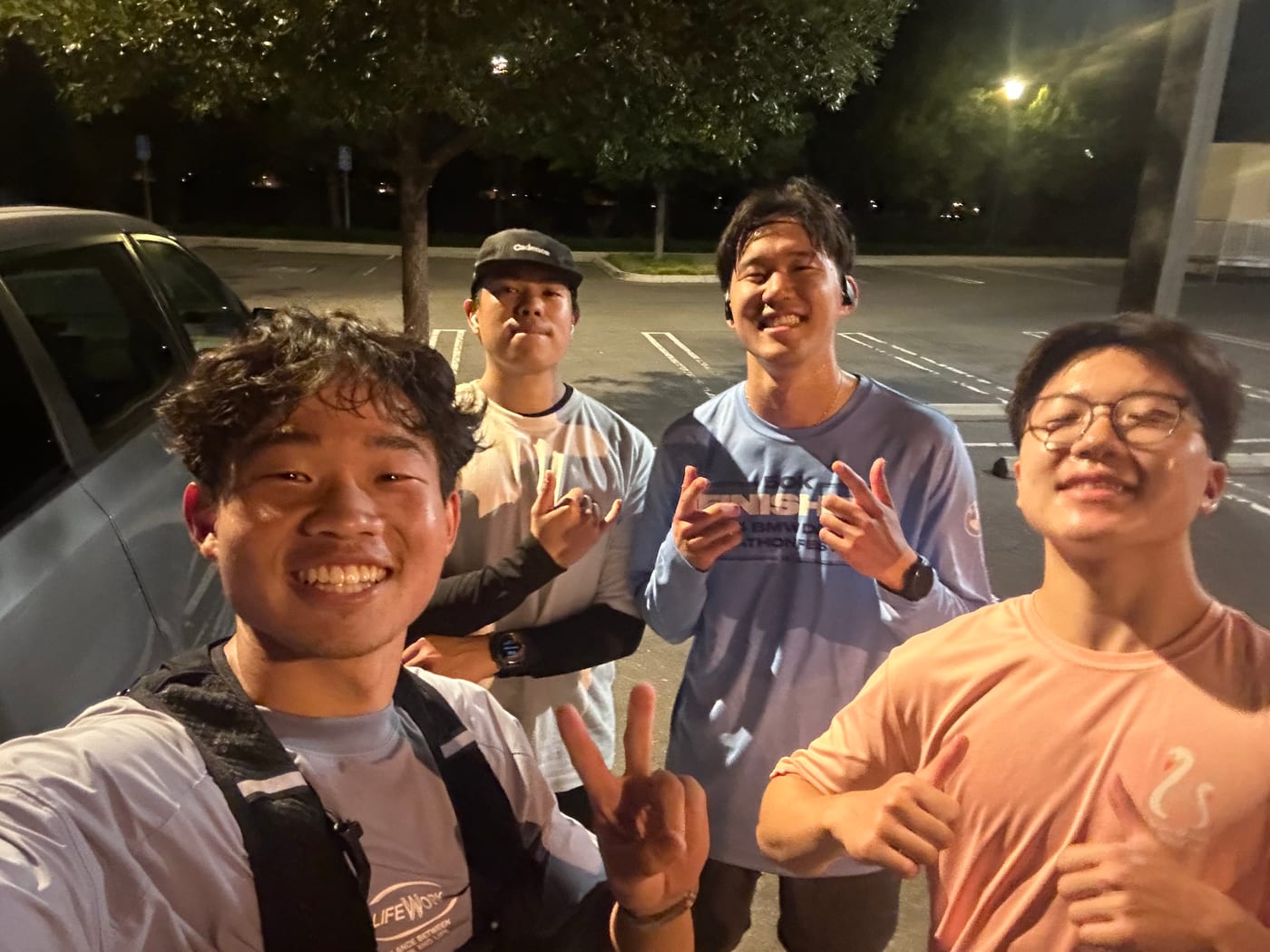 Darren, Matt, Jom and Isaac after the first Camino Fidei night run